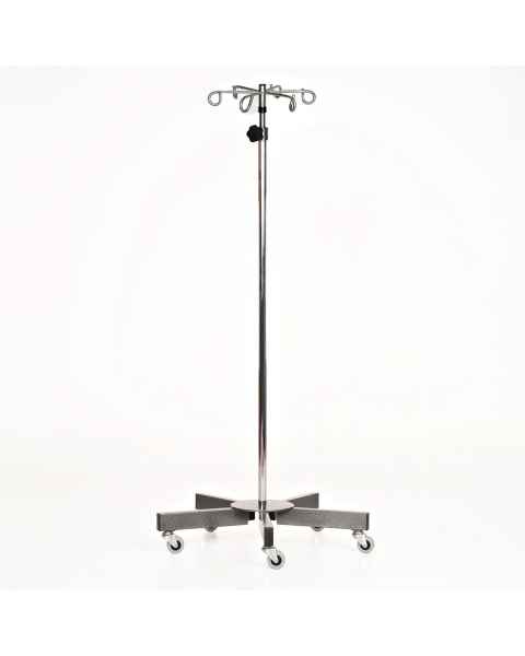 MidCentral Medical MCM212 Stainless Steel 5-Leg IV Pole with 6-Hook Top