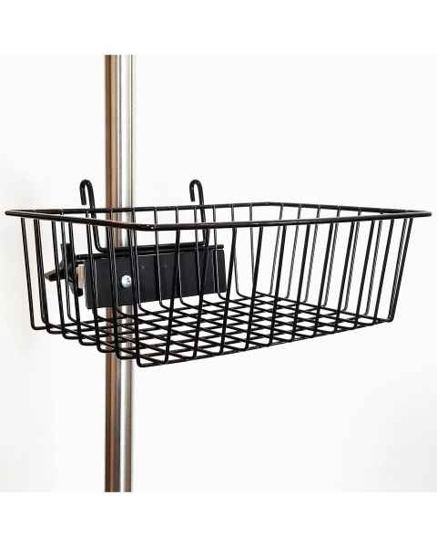 IV pole Black Powder Coated Steel Wire Basket MCM217