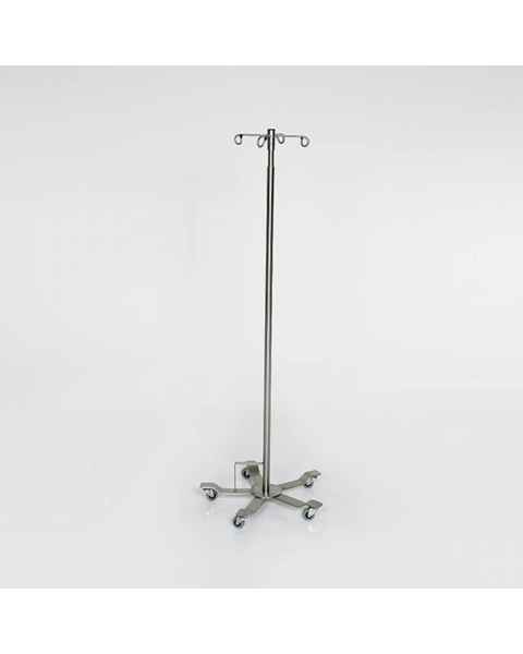 Model MCM290 Stainless Steel Foot Controlled IV Pole with 5-Leg Spider Base and 4-Hook Top