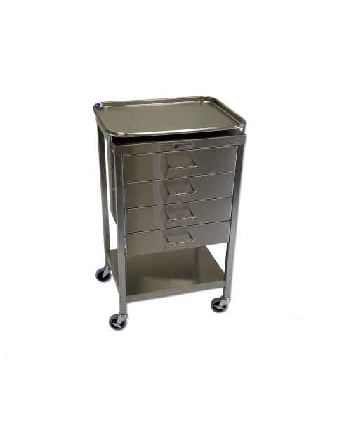 MidCentral Medical MCM523-T Stainless Steel Anesthesia Table with 4 Drawers and Removable Tray