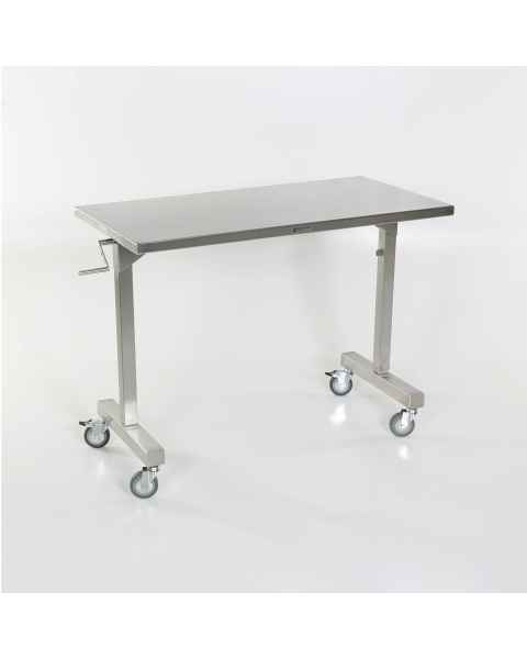 MidCentral Medical MCM532 Stainless Steel Height Adjustable Instrument Table - 24" W x 48" L, 40" Leg Clearance