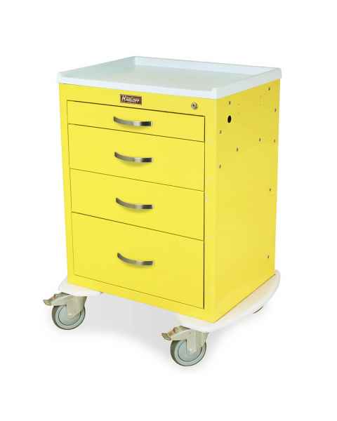 Harloff MDS2424K04 M-Series Medium Width Short Infection Control Cart Four Drawers with Key Lock