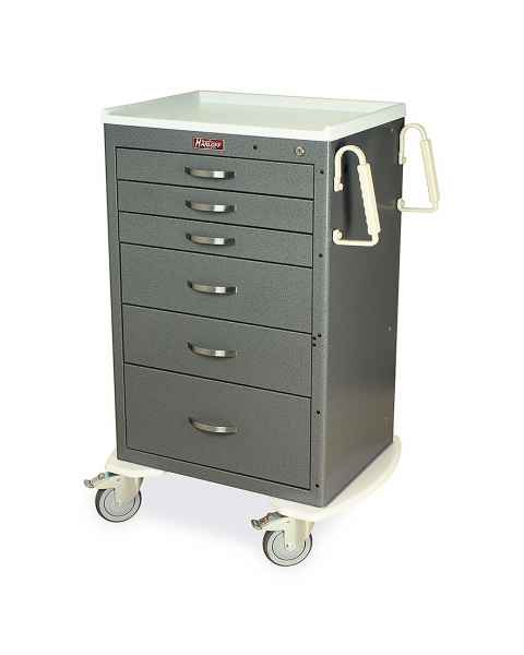 Harloff MDS2430K06 M-Series Medium Width Tall Clinical Cart Six Drawers with Key Lock