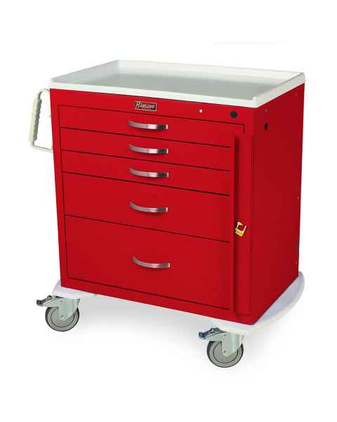 Harloff MDS3024B05 M-Series Standard Width Short Emergency Crash Cart Five Drawers with Breakaway Lock