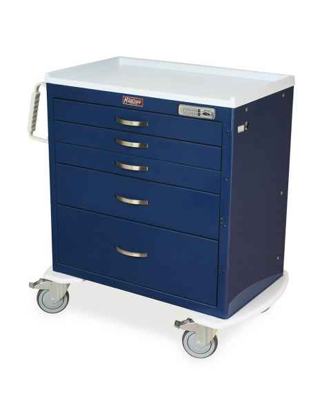 Harloff MDS3024E05 M-Series Standard Width Short Anesthesia Cart Five Drawers with Basic Electronic Pushbutton Lock