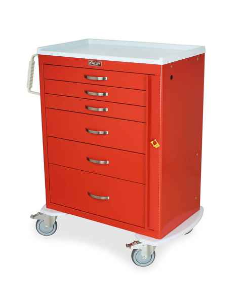 Harloff MDS3030B06 M-Series Standard Width Tall Emergency Crash Cart Six Drawers with Breakaway Lock