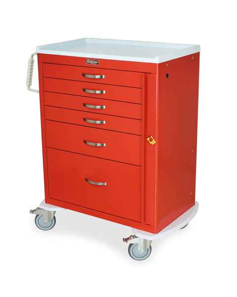 Harloff MDS3030B16 M-Series Standard Width Tall Emergency Crash Cart Six Drawers with Breakaway Lock