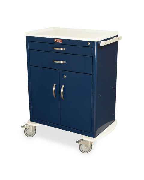 Harloff MDS3030K02-21DR M-Series Standard Width Tall Multi-Purpose Cart Two Drawers, Storage Compartment with Doors, Key Lock