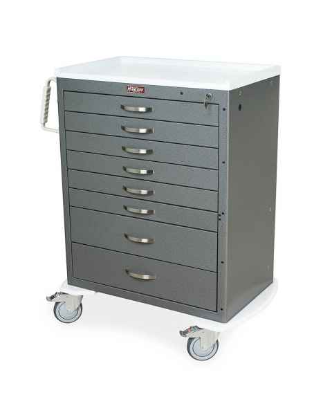 Harloff MDS3030K08 M-Series Standard Width Tall Anesthesia Cart Eight Drawers with Key Lock.