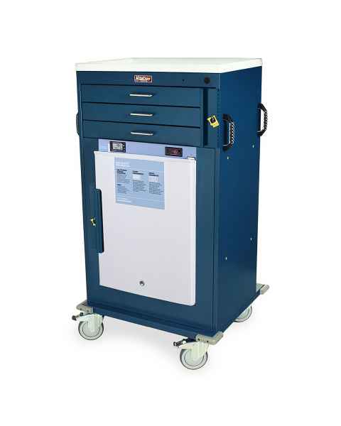 Harloff MH4300B-AC Malignant Hyperthermia Cart with 2.4 Cubic Feet Accucold Refrigerator, Three Drawers, Breakaway Lock