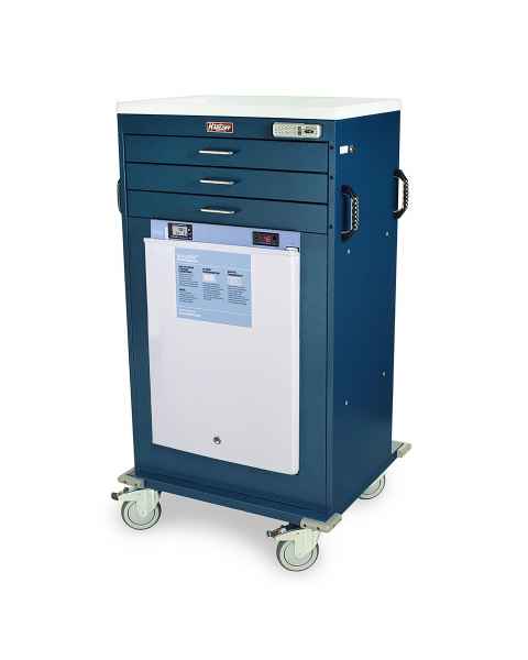 Harloff MH4300E-AC Malignant Hyperthermia Cart with 2.4 Cubic Feet Accucold Refrigerator, Three Drawers, Basic Electronic Push Button Lock