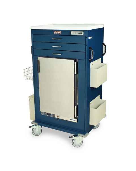 Harloff MH5300E Malignant Hyperthermia Cart with 1.8 Cubic Feet Follett Refrigerator, Three Drawers, Basic Electronic Push Button Lock & Accessories