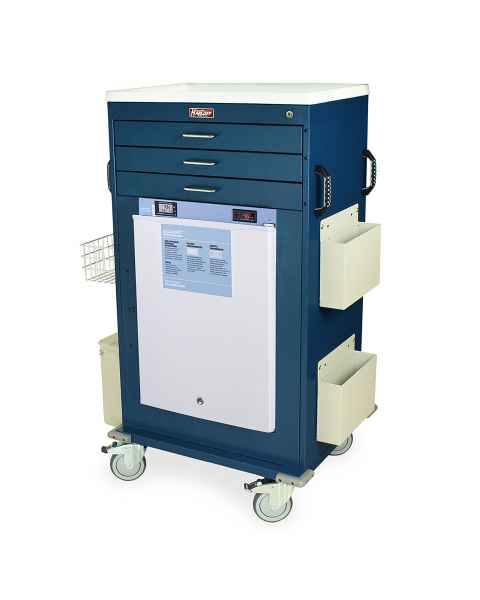 Harloff MH5300K-AC Malignant Hyperthermia Cart with  2.4 Cubic Feet Accucold Refrigerator, Three Drawers, Key Lock & Accessories