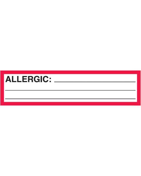 ALLERGIC Label - Size 5 1/2"W x 1 3/8"H