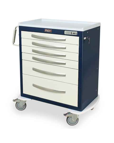 Harloff MPA3027E06 A-Series Lightweight Aluminum Standard Width Medium Height Anesthesia Cart Six Drawers with Basic Electronic Pushbutton Lock