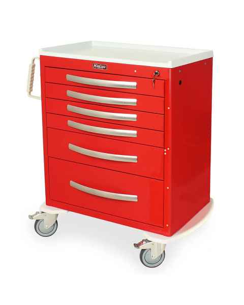 Harloff MPA3027K06 A-Series Lightweight Aluminum Standard Width Medium Height Emergency Cart Six Drawers with Key Lock