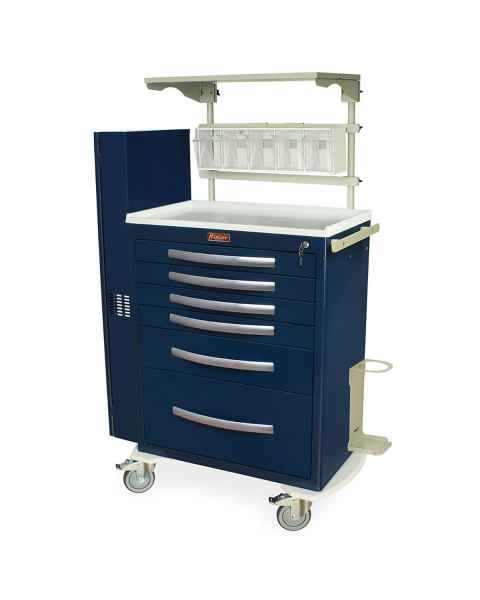 Harloff MPA3030K16+MD30-AIRWAYPKG A-Series Lightweight Aluminum Standard Width Tall Intubation Cart Six Drawers with Key Lock, MD30-AIRWAYPKG Difficult Airway Package