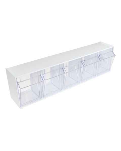Harloff MR-5TILT Five Compartment Tilt Bin for MR-Conditional Cart, Rail Clip Mounting