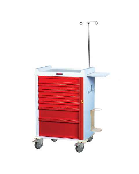 Harloff MR-Conditional Emergency Cart Seven Drawer with Breakaway Lock, Accessory Package