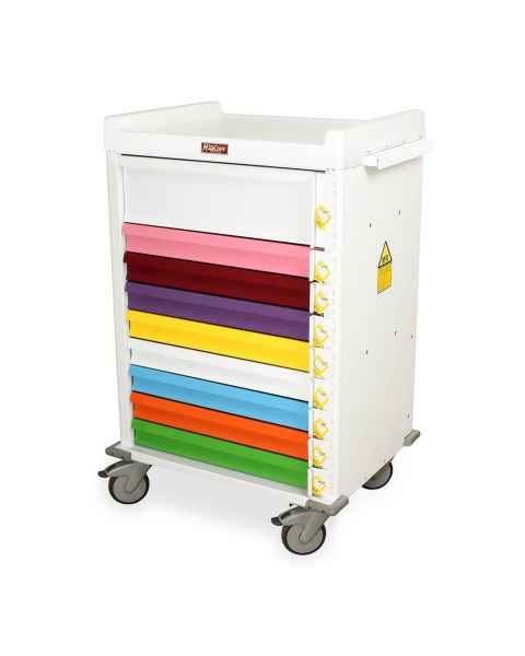 Harloff MR9B-PED MR-Conditional Pediatric Crash Cart Nine Drawers with Individual Breakaway Locks