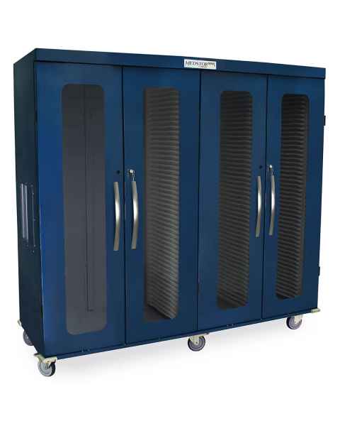 Harloff MSPM84-R0GK MedStor Max Quad Column Medical Storage Cabinet with Double Wide Open Left Column, Glass Doors, Key Locks