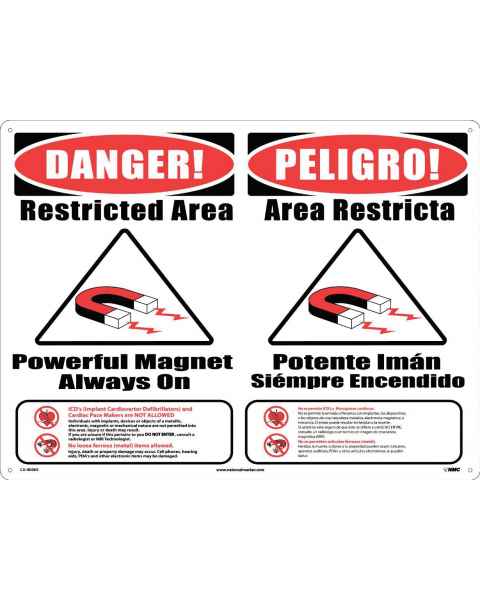 MRI Safe Plastic Warning Sign "Items Not Allowed" - Combination #1 - English/Spanish