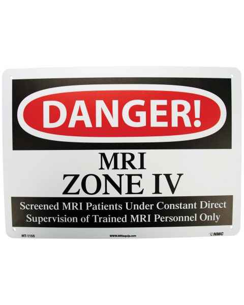 "DANGER MRI Zone IV" Plastic Sign