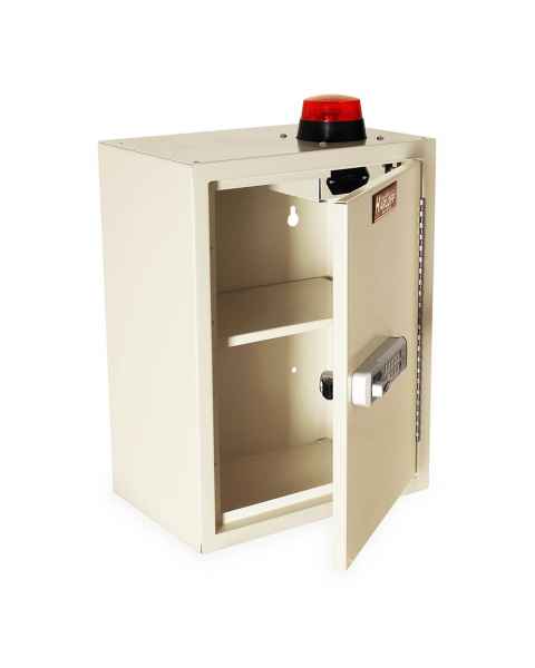 Harloff Medium Narcotics Cabinet with Audio/Visual Alarm, Single Door with Single Electronic Pushbutton Lock, 16" H x 12" W x 8" D