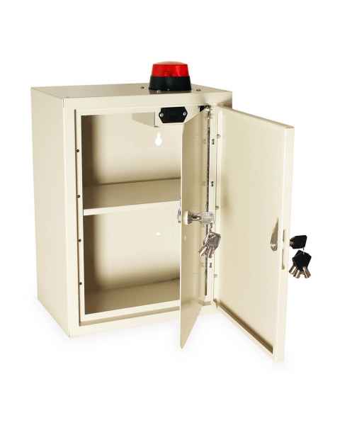 Harloff NC16C12-DT2-AVD Medium Narcotics Cabinet with Audio/Visual Alarm, Outer Door & Inner Door with Tubular Lock, 16" H x 12" W x 8" D - Open Doors