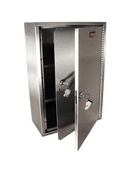 Harloff NCSS24C16-DT2 Tall Stainless Steel Narcotics Cabinet, Outer Door and Inner Door with Tubular Lock - Two Doors Open