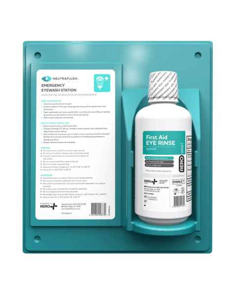AERO Healthcare NFS0321 NeutraFlush Emergency Eyewash Wall Station, 32 oz, 1 Bottle - Front View