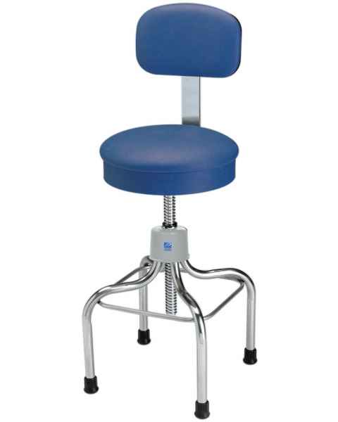 Pedigo Adjustable Stainless Steel Stool with Round Cushioned Seat & Backrest