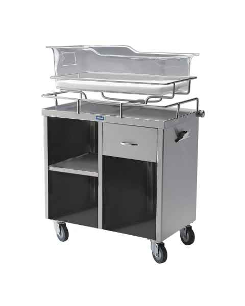 Pedigo P-1115-SS Stainless Steel Bassinet Cabinet without Doors (Shown with Optional Bassinet and Pad - Sold Separately)