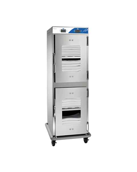 Pedigo P-2040 Blanket Warming Dual-Cabinet - 7.7 Cubic Feet Per Compartment - Window Glass Door (Shown with Optional Bumper, NOT included)