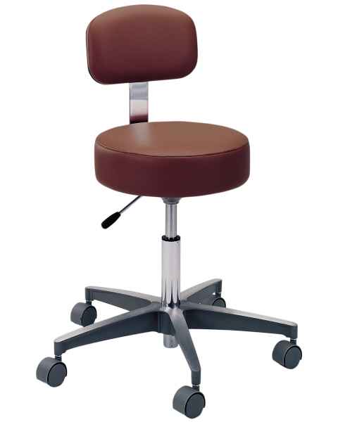 Pedigo Pneumatic Height Adjustment Exam Stool with Backrest and Aluminum Base