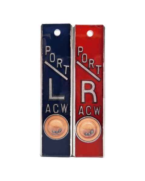 AC Wellman PAP03-PORT Aluminum PORT Position Indicator Marker - 1/2" L & R Set with 1-3 Initials, Vertical (Set of 2)