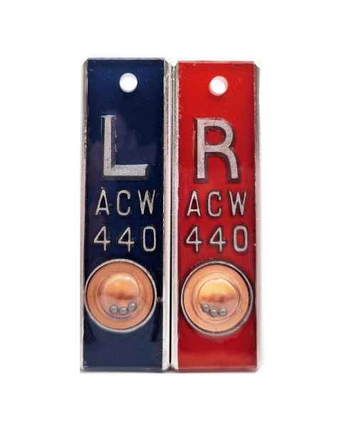 AC Wellman PAP03-V-2 Aluminum Position Indicator Marker - 1/2" L & R Set with 2 Lines of 1-3 Initials Each, Vertical (Set of 2)