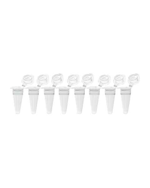 Globe Scientific PCR-QS-01F QuickSnap™ 0.1 mL 8-Strip Low Profile PCR Tube with Individually Attached Flat Cap