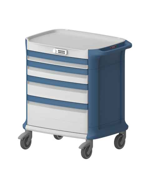Pegasus PLY36-3469-BB Poly Procedure Cart with 4 Drawers and Code Lock, 36" Height