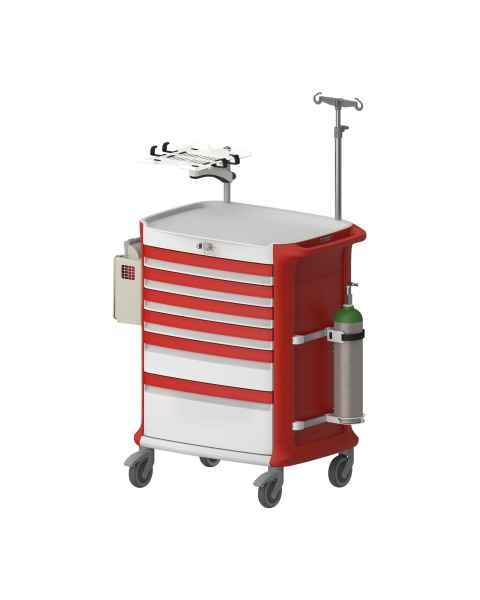 Pegasus PLY41-333369-RR Poly Emergency Cart with 6 Drawers, 41" Height (Breakaway Seal, Oxygen Tank, and Hazard Bin are Sold Separately)