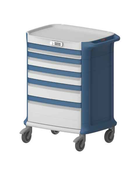 Pegasus PLY41-34469-BB-UM Poly Anesthesia Cart with 5 Drawer and Code Lock - 41" Height