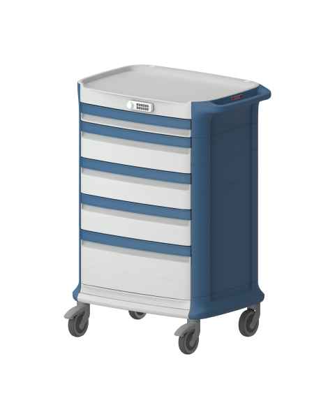 Pegasus PLY46-36669B-BB Poly Procedure Cart with 5 Drawers and Code Lock, 46" Height