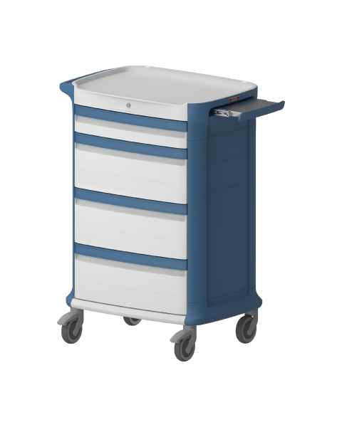 Pegasus PLY46-4999-BB Poly Medication Cart, 46" Height with 4 Drawers - Blue