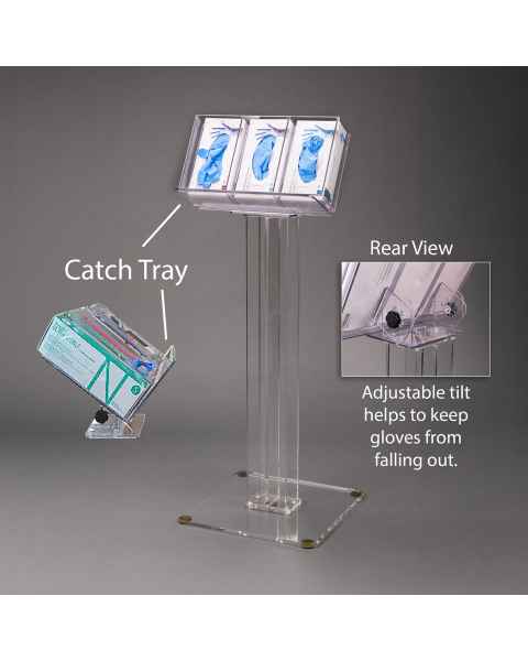 Poltex POC3GBST-S Point-of-Care Tilt Glove Box Holder with Acrylic Stand, 3 Box Capacity (Gloves and Glove Boxes are Not Included)