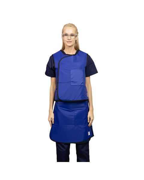 Phillips Safety Quickship Radiation Lead Free Vest and Skirt Full Overlap Apron - Nylon Blue