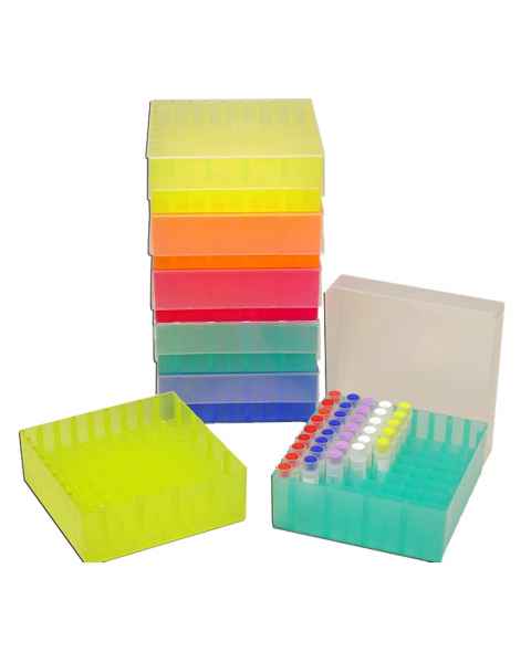 Freezer Rack with Friction Fit Lid for 81x2mL Tubes - Rainbow Pack