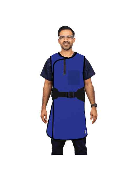 Phillips Safety RA-J1P Jacket One-Piece Wrap Around Apron - Royal Blue Nylon Fabric with Black Trim