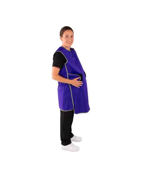 Phillips Safety RA-PRJ1P Maternity Reverse Wrap Jacket One-Piece Apron, Lead Free - Purple Nylon Fabric with Silver Trim (Due to Variations in Lighting, Actual Colors May Differ)