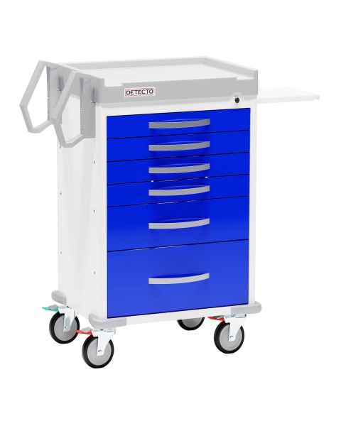DETECTO RC333369BLU Rescue Series Anesthesiology Medical Cart - 6 Blue Drawers