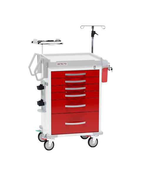 DETECTO RC333369RED-L Rescue Series Loaded ER Medical Cart - 6 Red Drawers